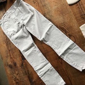 Beige pinstripe skinny crop khakis GAP
