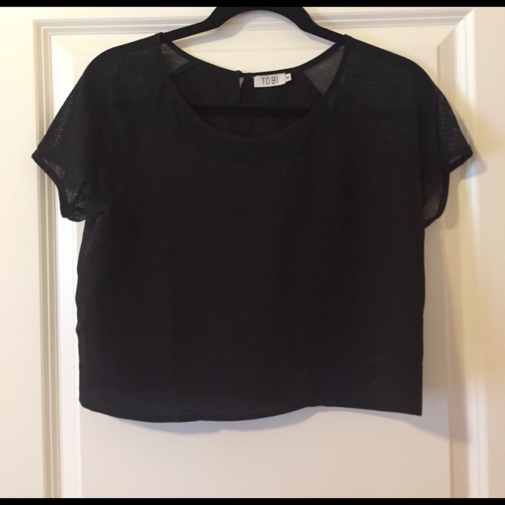 Tobi Black Mesh Crop Top