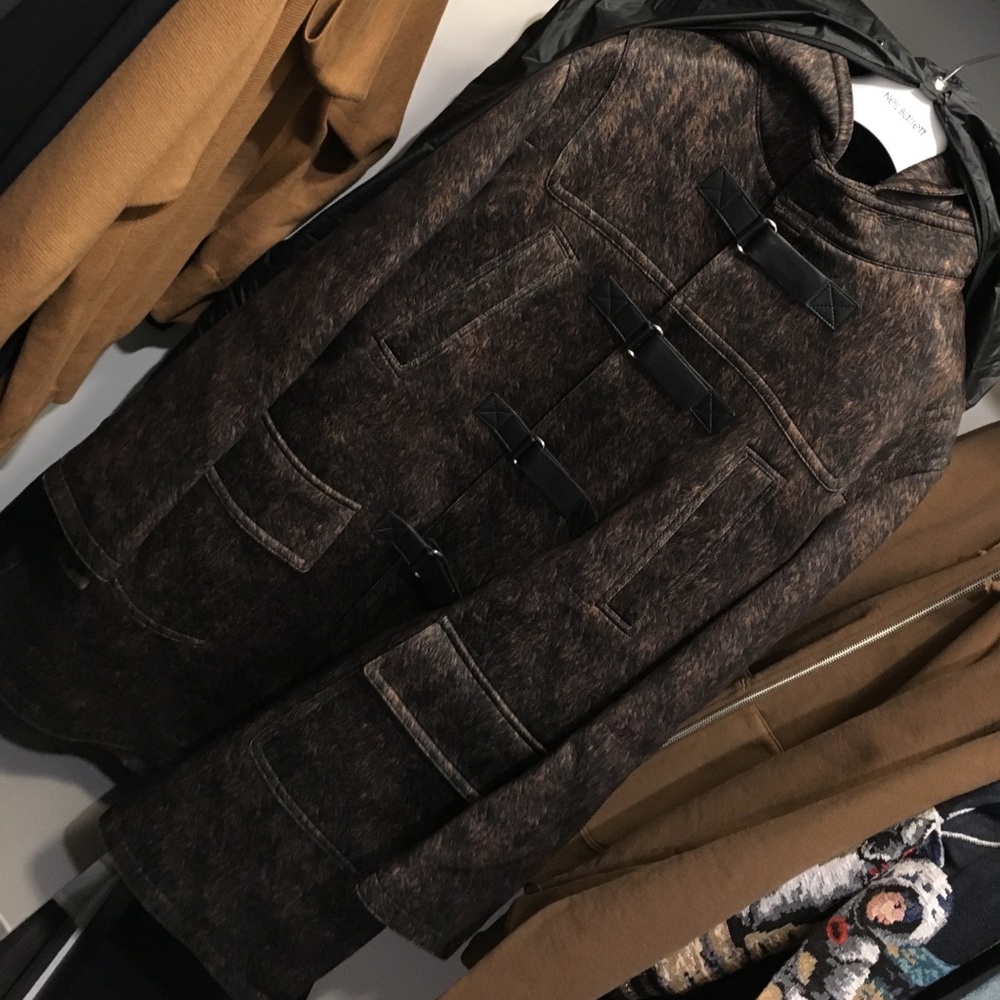 NeilBarrett bonded bear print neoprene jacket
