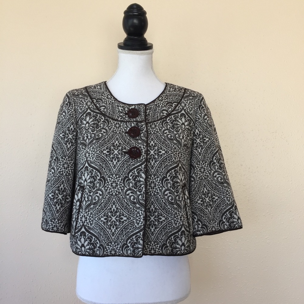 Ann Taylor Paisley Print Cropped Jacket Size 0 - Picture 1 of 8