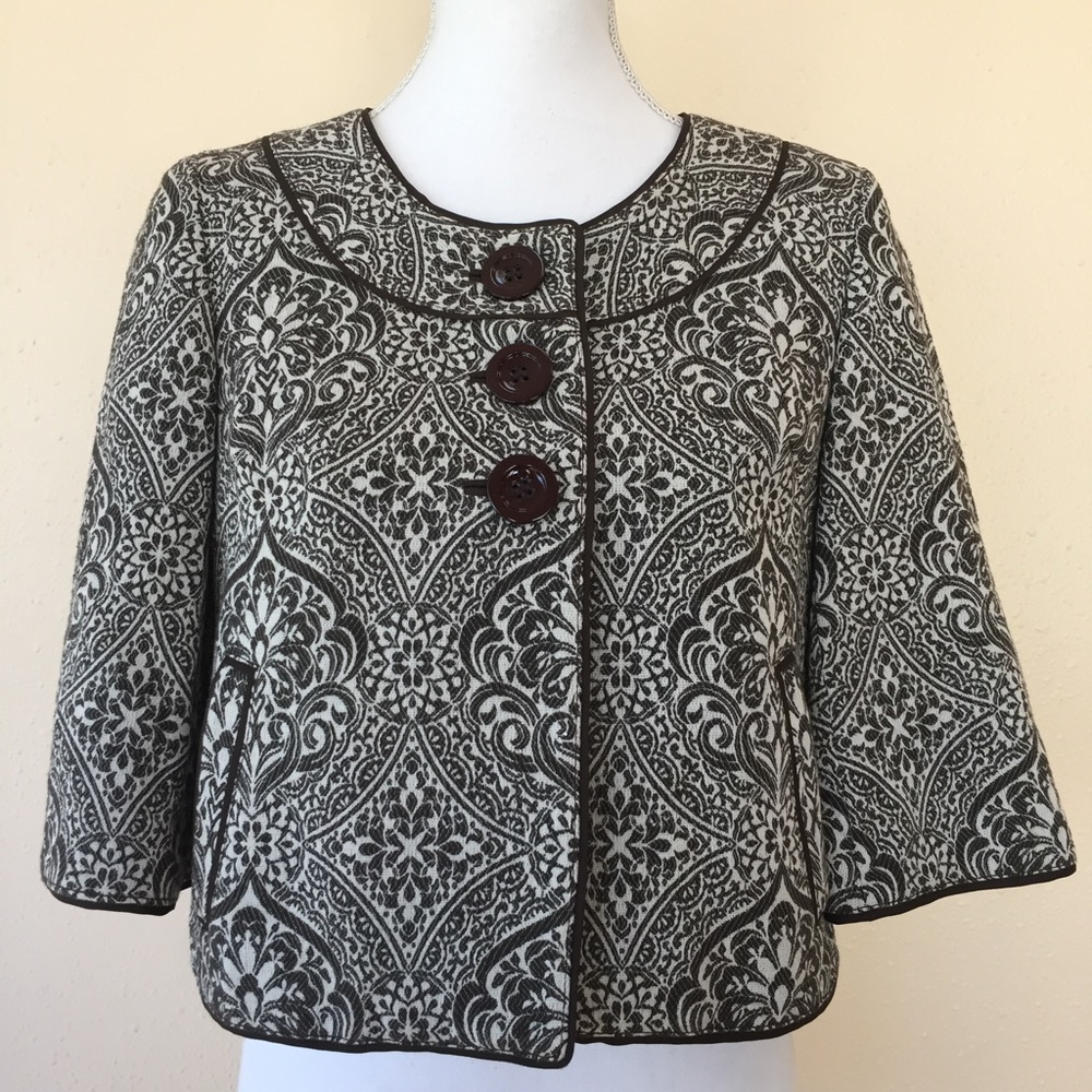 Ann Taylor Paisley Print Cropped Jacket Size 0 - Picture 2 of 8