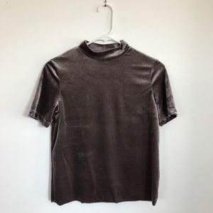 Zara Velvet Mock Neck Top
