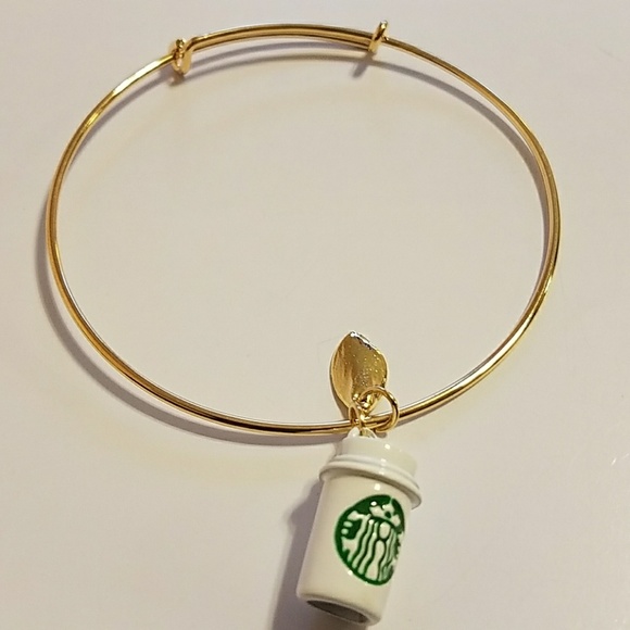 Jewelry - Gold tone bracelet with coffee cup charm