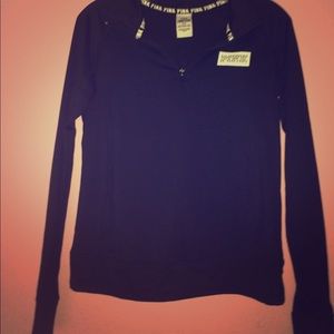 Pink By Victoria's Secret black ultimate half zip