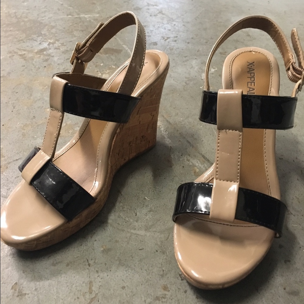 Black and beige wedges