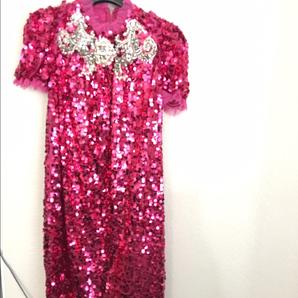 Dolce & Gabbana pink large sequins dress