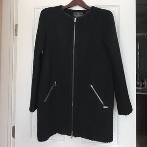 Maison Scotch Black Sweater Wool Coat Size 1