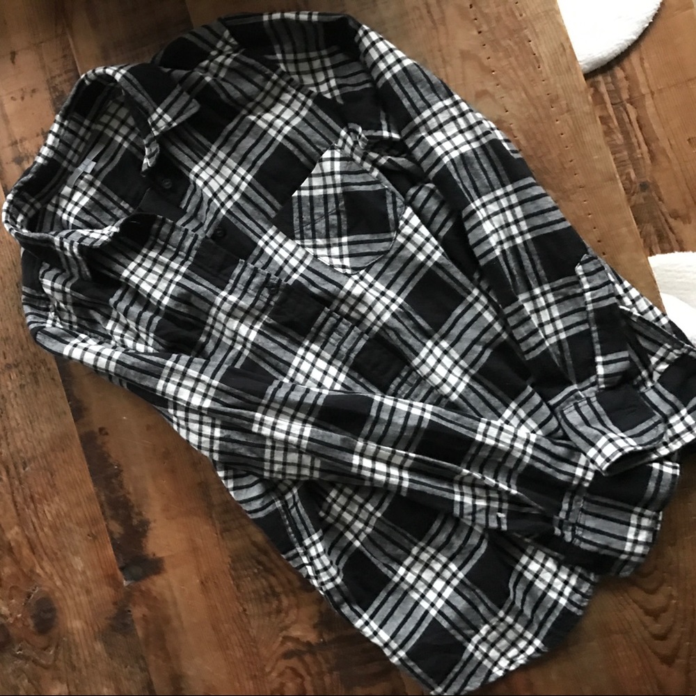 Black and white flannel button down