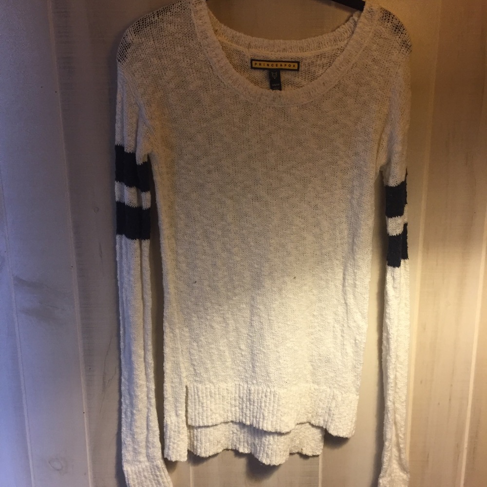 Sweater with arm stripes