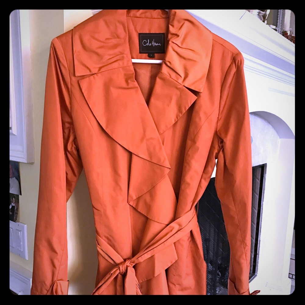 Cole Haan Ruffle Trench Coat L