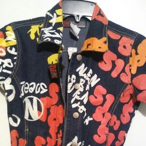 Graffiti bootcut denim jumpsuit, NWT MAKE OFFER!!