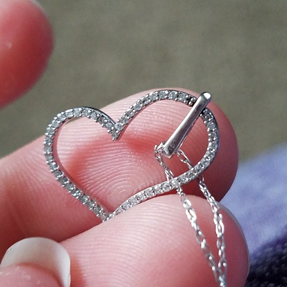 White Gold Heart Necklace - Picture 7 of 8