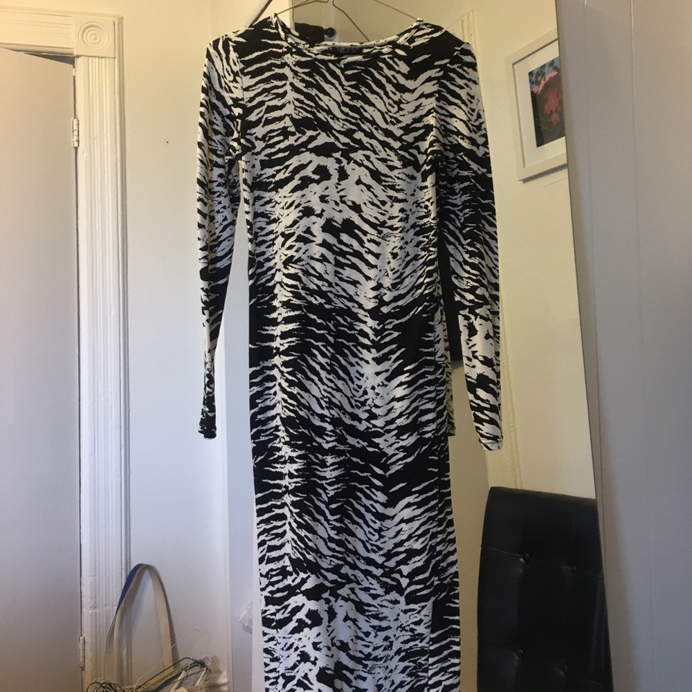 Black and white zebra print dress
