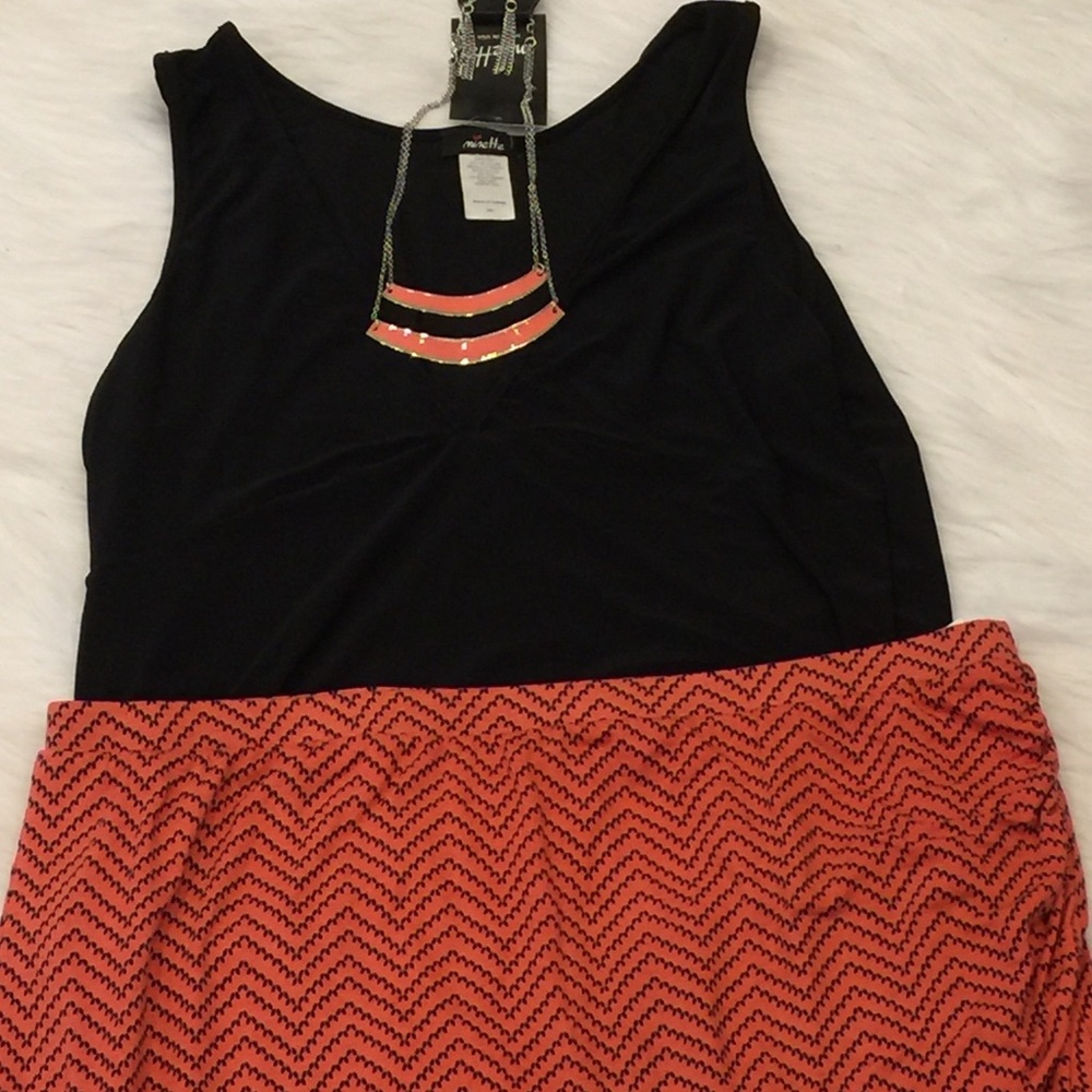 NWT orange layered statement necklace & earring
