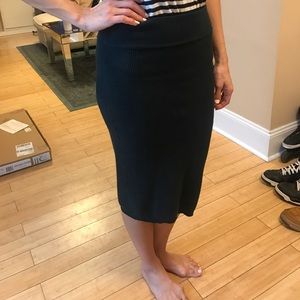 Forest green knit pencil skirt
