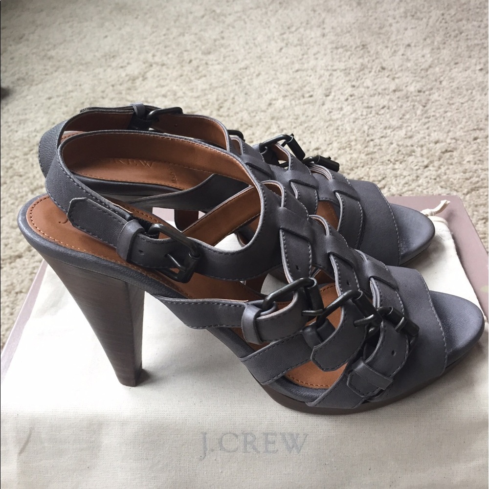 J. CREW Wyatt Buckle Corn Heels, Color : Slate - Picture 2 of 4