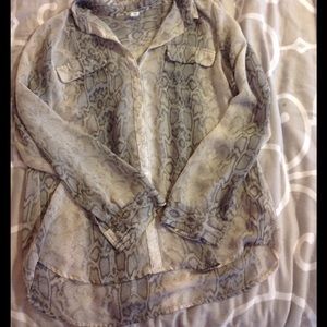 Sheer snakeskin print shirt