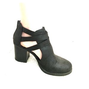 Black cut-out booties