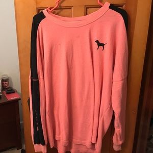 VS pink sweat shirt.