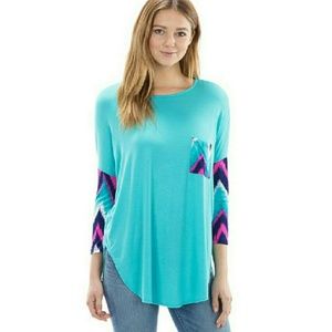 SALE❤LAST ONE❤TURQUOISE 3/4 LENGTH SLEEVE BLOUSE