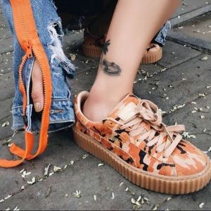 Fenty PUMA Orange Suede Camo Creepers by Rihanna