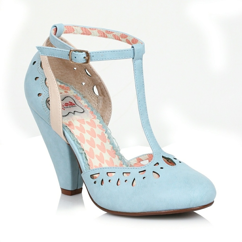 Bettie Page Elsie T-strap in light blue