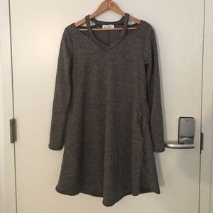 Ces Femme Dark Gray Shoulder-Cutout Shift Dress