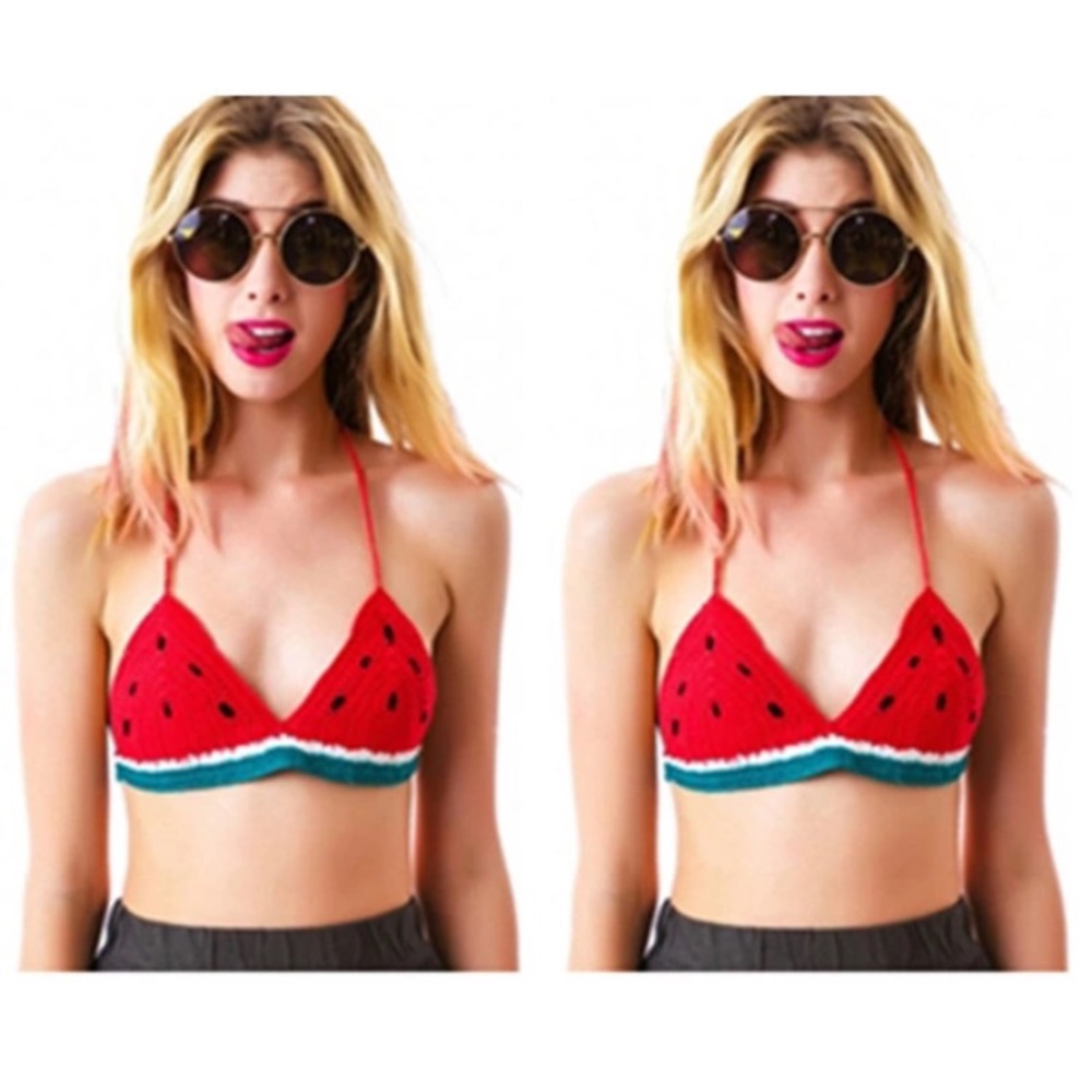 Watermelon  Crochet Triangle Bikini Top - Picture 5 of 8