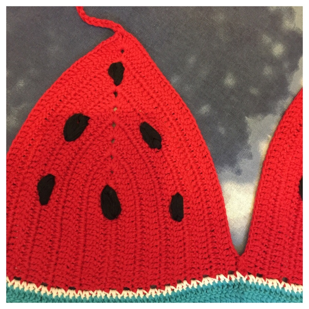 Watermelon  Crochet Triangle Bikini Top - Picture 7 of 8