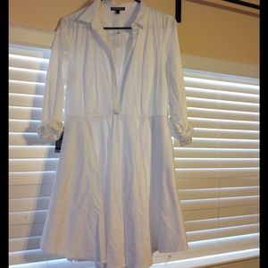 White fit and flare shirt dress