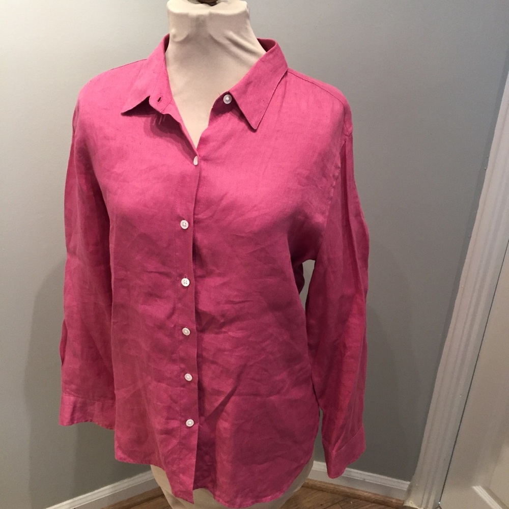 J.Jill linen button down blouse size small pink
