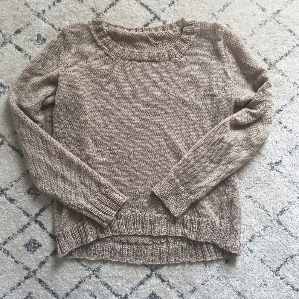 hand knit (by me!) cream wool lightweight sweater