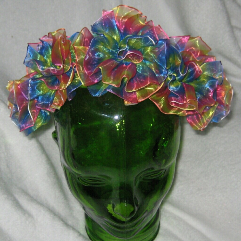 Rainbow Ribbon Rose Headpiece