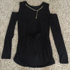 BCBG black backless top