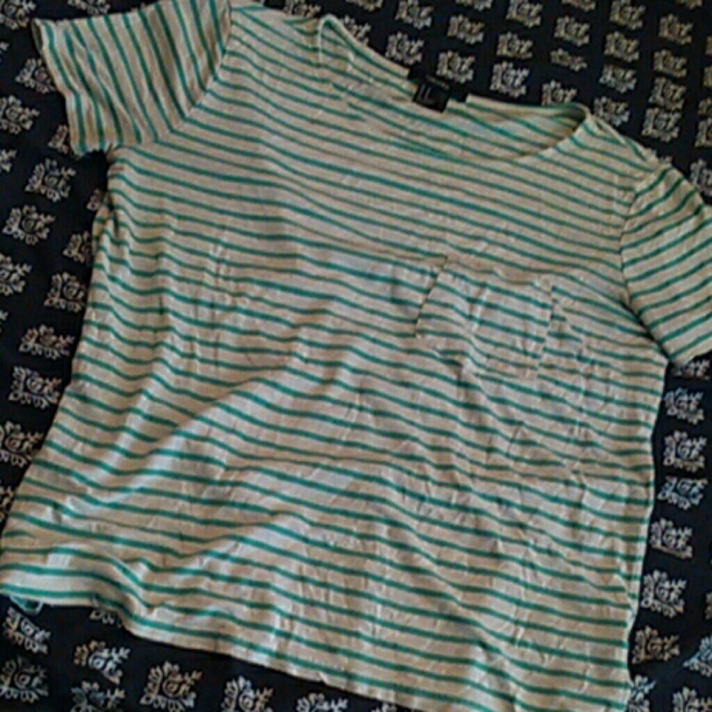 Off White/Green Striped Boyfriend Tee