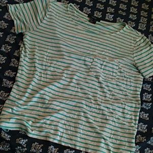 Off White/Green Striped Boyfriend Tee