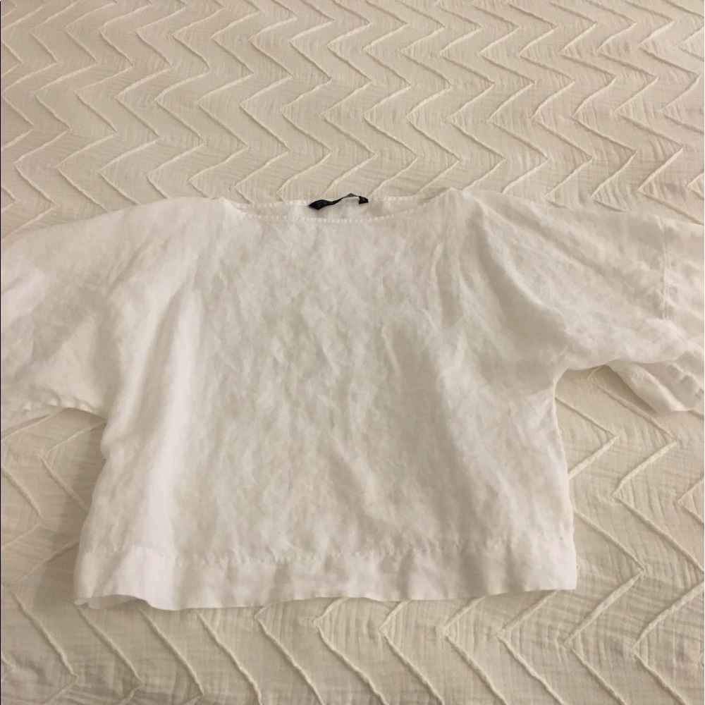 Zara White Linen Crop Top