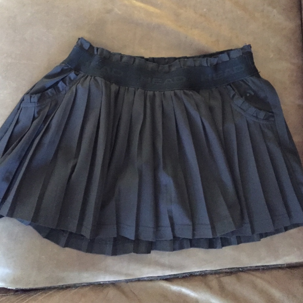 Black pleated ruffled HEAD tennis skirt