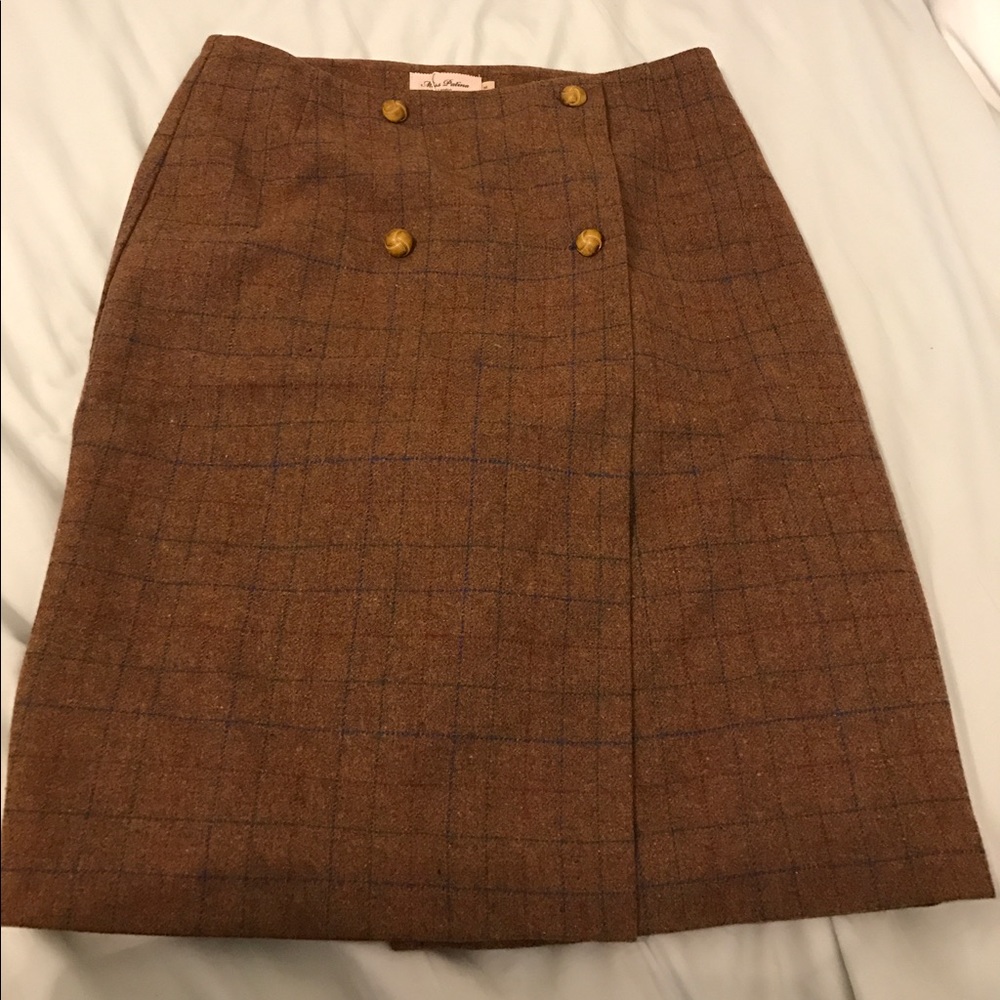 Medium Miss Patina Brown Wool Skirt from Modcloth
