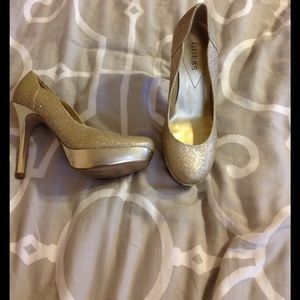 Gold sparkly heels