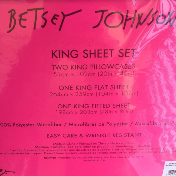Betsey Johnson Betsey Blue Ribbon King Sheet Set - Picture 6 of 6