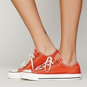 Orange distressed Converse
