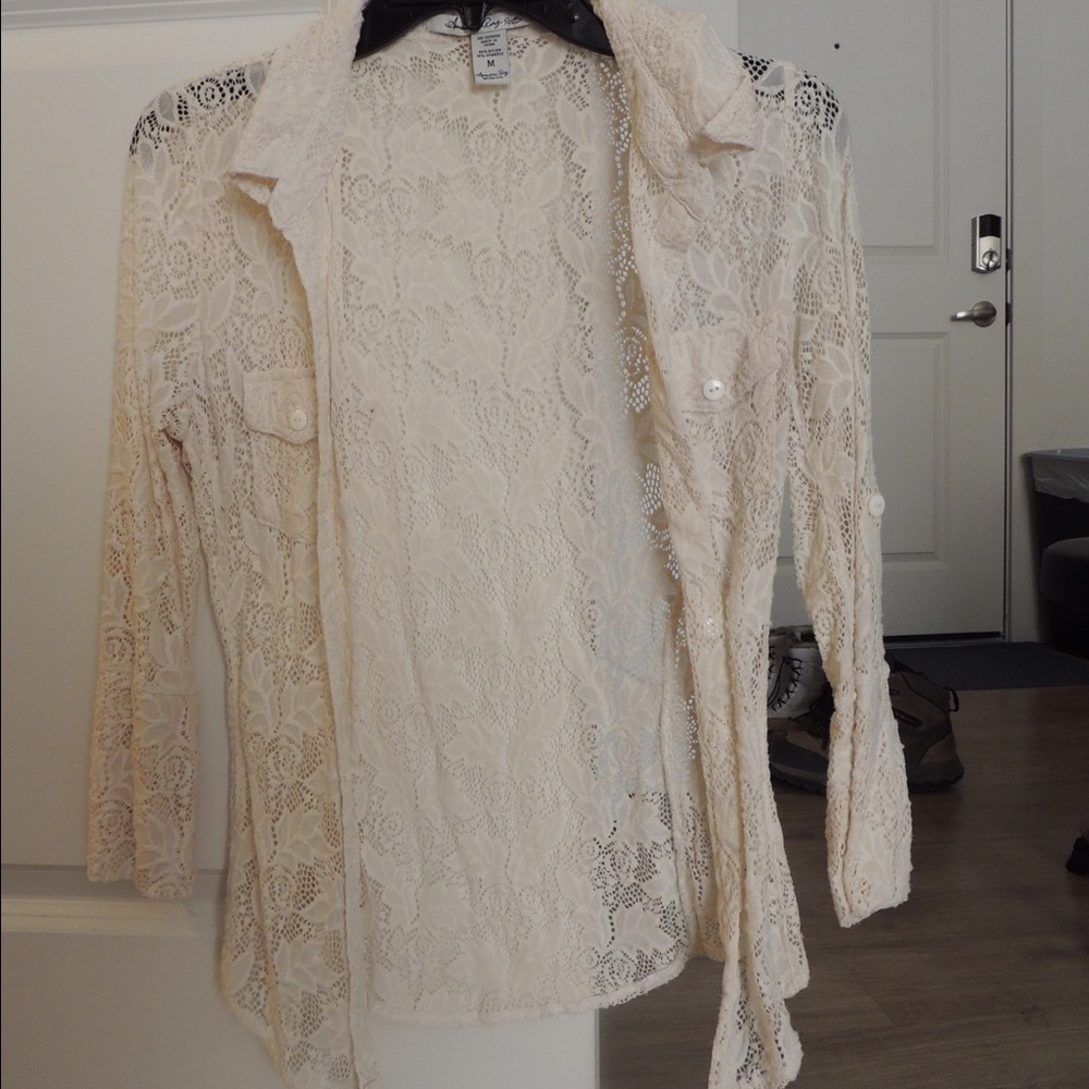 Lace button up