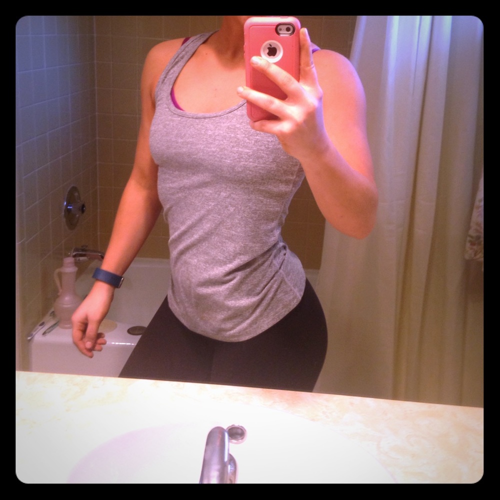 Gray fitted workout tank