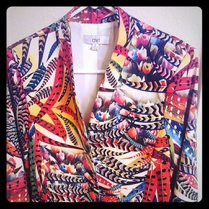 OVI Blazer -Feather Print Lined Buttonless