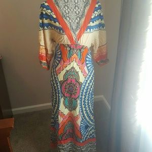 Fitted M, long Maxi dress with sleeves