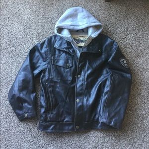 Hawke & Co. Hooded Brown Leather jacket