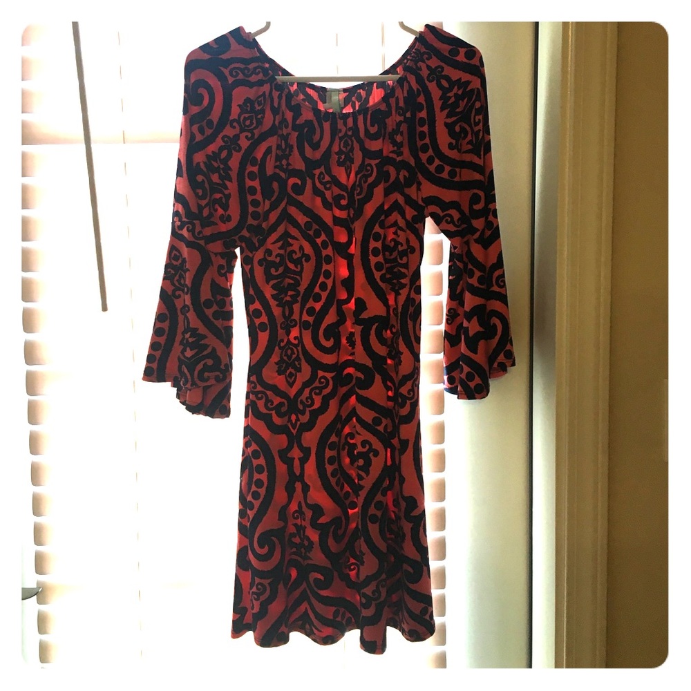 Navy and coral FLOWY dress