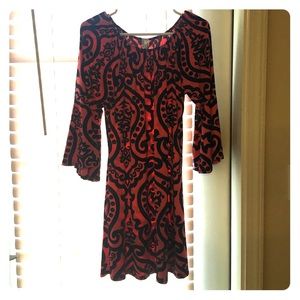 Navy and coral FLOWY dress