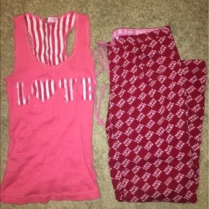 Pink Victoria Secret- PJ Set w/ Tank & Bottoms